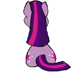 Size: 300x300 | Tagged: animated, artist:caitsith511, behaving like a dog, both cutie marks, butt, derpibooru import, safe, simple background, sitting, solo, tail wag, transparent background, twilight sparkle