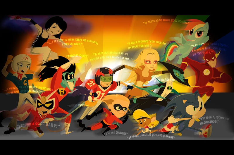 Size: 2988x1980 | Tagged: artist:xeternalflamebryx, ben 10, cheetara, crossover, dash parr, dc comics, derpibooru import, eyeshield 21, faith, female, freakazoid, looney tunes, male, mirror's edge, race, racer, rainbow dash, road runner, safe, sonic the hedgehog, sonic the hedgehog (series), speed racer, speedy gonzales, the flash, the incredibles, thundercats, viewtiful joe, xlr8