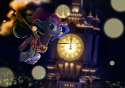 Size: 3507x2480 | Tagged: artist:gashiboka, clock tower, crossover, derpibooru import, dream walker luna, flying, nights into dreams, parody, princess luna, safe, sega, solo