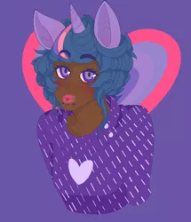 Size: 708x823 | Tagged: artist:oliviaandedd, dark skin, derpibooru import, eared humanization, eyelashes, horned humanization, humanized, looking at you, safe, short hair, smiling, solo, twilight sparkle, why meph why