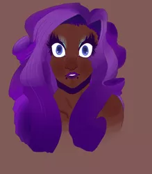 Size: 700x800 | Tagged: artist:oliviaandedd, choker, dark skin, derpibooru import, eyelashes, human, humanized, lipstick, looking at you, piercing, portrait, rarity, safe, solo, wide eyes