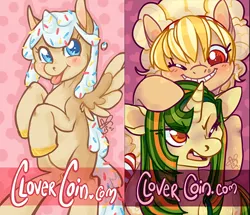 Size: 600x516 | Tagged: safe, artist:clovercoin, derpibooru import, oc, oc:cherie cupcake, oc:citrus tang, oc:poppy, unofficial characters only, alicorn, pony, alicorn oc