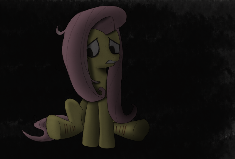 Size: 2168x1472 | Tagged: cutting, depressing, fluttershy, grimdark, sad, self harm, solo