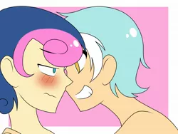 Size: 2000x1500 | Tagged: artist needed, bedroom eyes, blushing, bon bon, boy bon, boyra, derpibooru import, gay, guyra, humanized, lyra heartstrings, male, rule 63, shipping, suggestive, sweetie drops