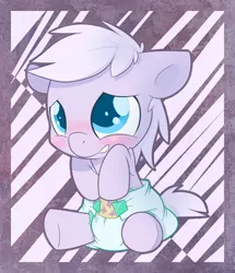 Size: 860x1000 | Tagged: safe, artist:cuddlehooves, derpibooru import, oc, unofficial characters only, pony, baby, baby pony, cutie mark diapers, diaper, foal, poofy diaper, solo