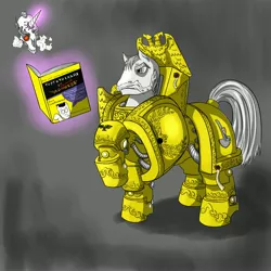 Size: 3500x3500 | Tagged: artist:dru-4an, crossover, imperial fists, ponified, power armor, powered exoskeleton, primarch, rogal dorn, russian, safe, servo skull, terminator armor, warhammer 30k, warhammer 40k, warhammer (game)
