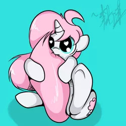 Size: 500x500 | Tagged: artist:lightningnickel, ask, derpibooru import, holding tail, hug, oc, oc:cotton candy, safe, solo, tail hug, tumblr, unofficial characters only