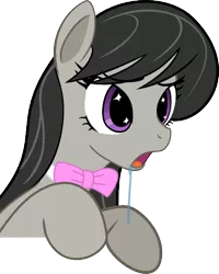 Size: 436x545 | Tagged: safe, artist:reiduran, derpibooru import, octavia melody, earth pony, pony, bow, bowtie, drool, female, mare, reaction image, simple background, solo, transparent background, vector