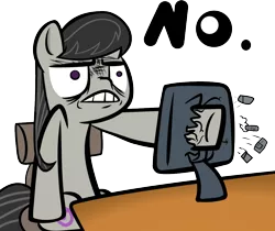 Size: 1100x922 | Tagged: safe, artist:haetran, derpibooru import, octavia melody, earth pony, pony, computer, female, no, reaction image, simple background, solo, transparent background, vector