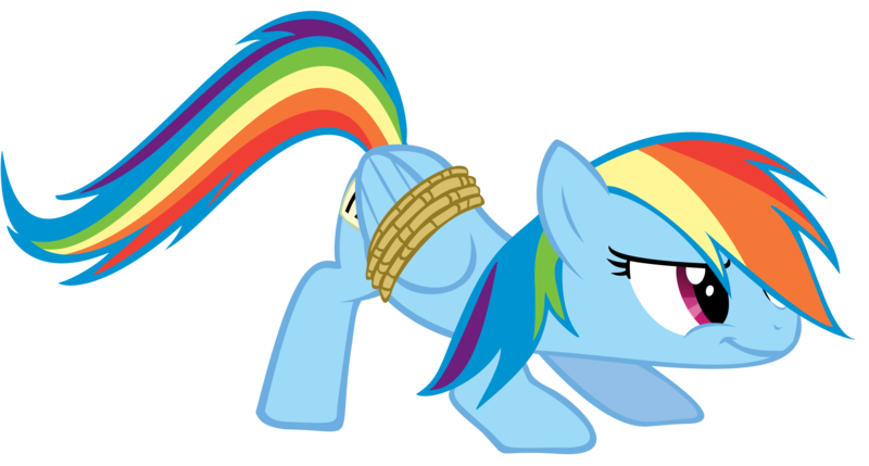 Size: 3000x1610 | Tagged: artist:rankwinner, derpibooru import, rainbond dash, rainbow dash, rope, safe, simple background, solo, tied up, transparent background, vector