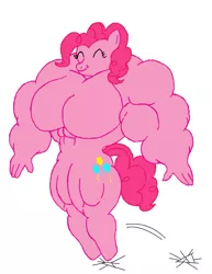 Size: 989x1280 | Tagged: anthro, artist:knox2008, barbie doll anatomy, breasts, busty pinkie pie, derpibooru import, female, muscles, pinkie pie, pinkie pump, solo, solo female, suggestive