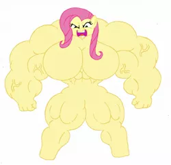 Size: 1280x1233 | Tagged: anthro, artist:knox2008, barbie doll anatomy, breasts, buff breasts, busty fluttershy, derpibooru import, featureless breasts, female, flutterrage, fluttershy, muscles, muscleshy, solo, solo female, suggestive