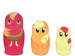 Size: 2000x1500 | Tagged: safe, artist:klarnetist, derpibooru import, apple bloom, applejack, big macintosh, earth pony, pony, apple siblings, male, matryoshka doll, stallion