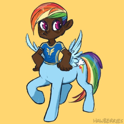 Size: 400x400 | Tagged: artist:leoniexli, centaur, dark skin, derpibooru import, rainbow dash, safe, solo