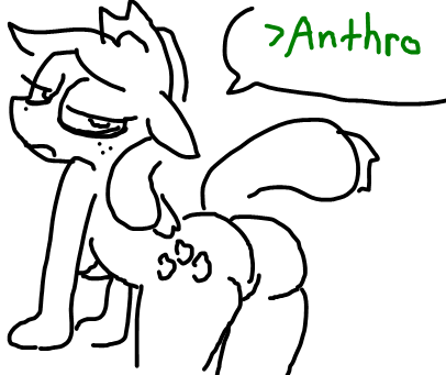 Size: 406x341 | Tagged: anthro, applejack, artist:the weaver, ass, breasts, derpibooru import, featureless crotch, female, greentext, nudity, questionable, simple background, solo, solo female, text, underboob, white background