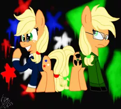 Size: 1940x1748 | Tagged: applejack, artist:daisy-dictator, clothes, derpibooru import, fdr, franklin d. roosevelt, franklin roosevelt, glasses, kim jong-il, north korea, safe, smiling, united states