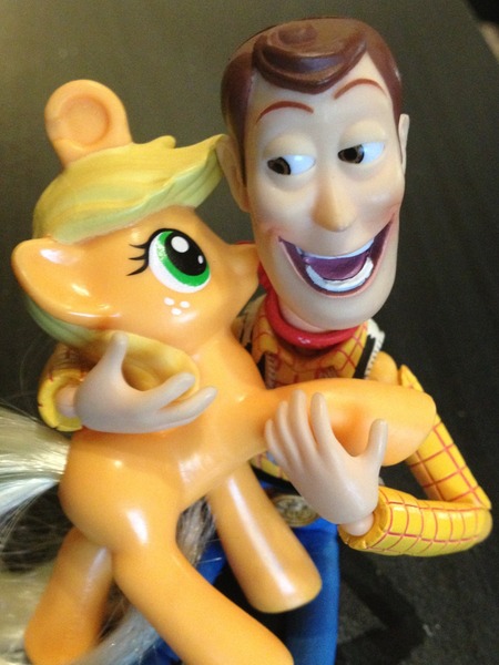 Size: 960x1280 | Tagged: applejack, hentai woody, mcdonald's happy meal toys, meme, rapeface, safe, toy, toy story, woody, woody face, woodyjack