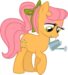 Size: 741x821 | Tagged: safe, artist:abion47, artist:bronybase, artist:starryoak, derpibooru import, posey, earth pony, pony, g1, g1 to g4, generation leap, mouth hold, simple background, solo, transparent background, watering can
