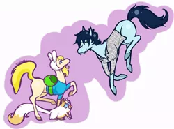 Size: 900x665 | Tagged: artist:fiomera, cake the cat, derpibooru import, fionna, marshall lee, ponified, safe