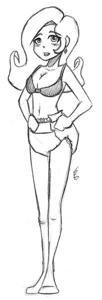 Size: 400x1178 | Tagged: artist:geotastic, belly button, bra, breasts, cleavage, clothes, diaper, diaper fetish, female, fetish, human, humanized, monochrome, questionable, rarity, solo, solo female, underwear
