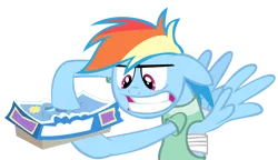 Size: 6084x3500 | Tagged: safe, artist:thelawn, derpibooru import, rainbow dash, pegasus, pony, read it and weep, absurd resolution, battlecloud, board game, faic, hospital gown, simple background, solo, transparent background, vector