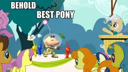 Size: 960x540 | Tagged: safe, derpibooru import, edit, edited screencap, screencap, mayor mare, pikmin, pony, the last roundup, behold, best pony, blue pikmin, captain olimar, female, male, mare, meme, red pikmin, spacesuit, yellow pikmin