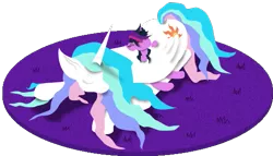 Size: 525x300 | Tagged: artist:creudence, cute, cutelestia, derpibooru import, filly, messy mane, messy tail, momlestia, princess celestia, safe, sleeping, sweet dreams fuel, twiabetes, twilight sparkle, wing blanket