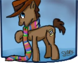 Size: 489x399 | Tagged: artist:darkwingsnark, clothes, crossover, derpibooru import, doctor who, doctor whooves, fourth doctor, hat, safe, scarf, solo, time turner