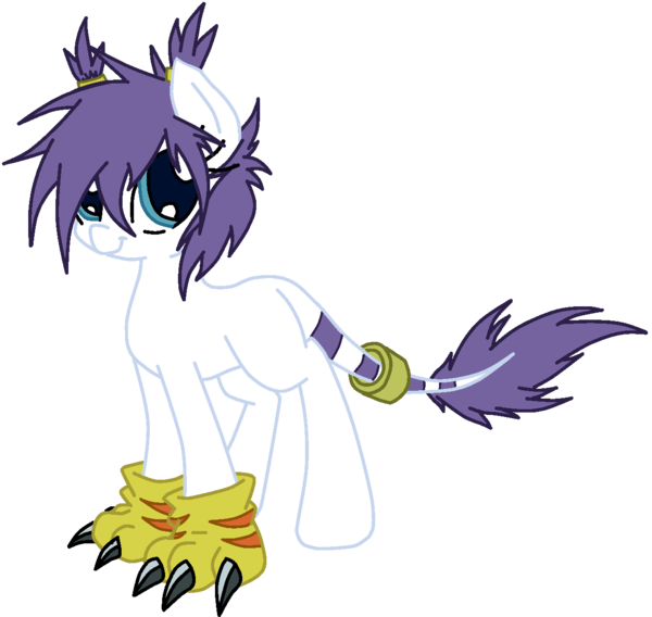 Size: 600x568 | Tagged: artist:ipandacakes, blank flank, clothes, derpibooru import, digimon, gatomon, gloves, leonine tail, oc, ponified, safe, simple background, solo, tailmon, tail ring, transparent background, unofficial characters only