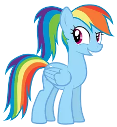 Size: 4598x5000 | Tagged: safe, artist:jennieoo, derpibooru import, rainbow dash, pegasus, pony, absurd resolution, alternate hairstyle, female, mare, ponytail, simple background, smiling, solo, transparent background, vector