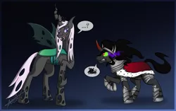 Size: 1200x754 | Tagged: artist:smilydon, changeling, changelingified, changeling queen, dead source, derpibooru import, fleur-de-lis, king sombra, safe, sombra eyes