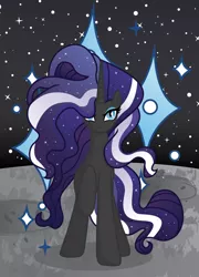 Size: 2308x3199 | Tagged: safe, artist:inkrose98, derpibooru import, nightmare rarity, pony, unicorn, antagonist, moon, night, nightmare forces, solo, standing, stars