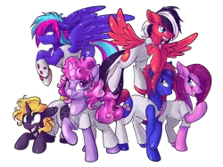 Size: 1600x1200 | Tagged: antiponies, artist:fizzy-dog, bizarro, crisis equestria, derpibooru import, mean six, oc, oc:curacao, oc:grayscale force, oc:havocwing, oc:insipid, oc:red velvet, oc:starlight shadow, safe, unofficial characters only