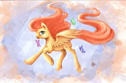 Size: 2036x1340 | Tagged: artist:vixetra, butterfly, derpibooru import, fluttershy, safe, solo