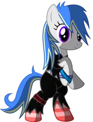 Size: 5800x7600 | Tagged: safe, artist:radiationalpha, derpibooru import, oc, oc:psalm, unofficial characters only, earth pony, pony, absurd resolution, bipedal, clothes, looking at you, metal, pants, shirt, simple background, socks, solo, striped socks, transparent background, vector