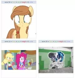 Size: 539x560 | Tagged: safe, derpibooru import, octavia melody, vinyl scratch, oc, oc:cream heart, equestria girls, background pony, exploitable meme, jananimations, juxtaposition, juxtaposition win, meme, wat