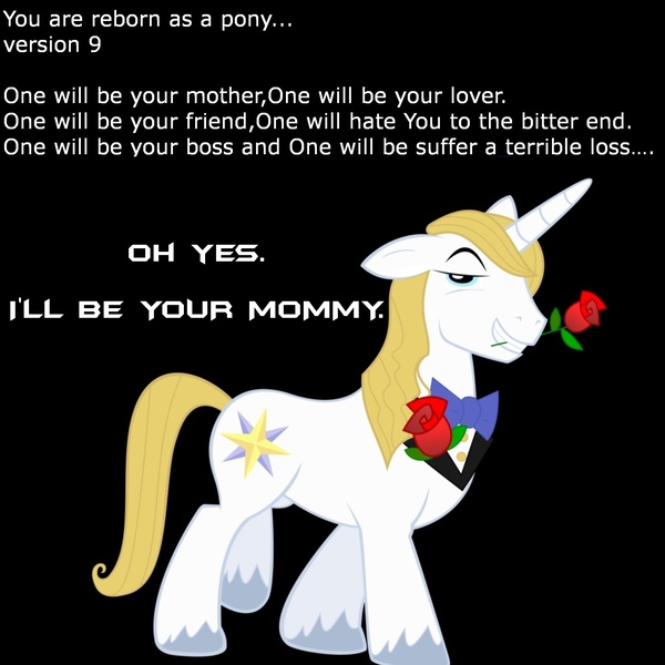 Size: 2000x2000 | Tagged: safe, derpibooru import, edit, prince blueblood, reborn as a pony, solo, subversion, text, wat