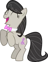 Size: 3875x4985 | Tagged: safe, artist:silentmatten, derpibooru import, octavia melody, earth pony, pony, absurd resolution, bipedal, eyes closed, female, happy, mare, open mouth, rearing, simple background, smiling, solo, transparent background, vector