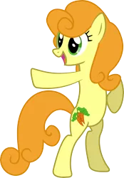 Size: 2953x4251 | Tagged: safe, artist:silentmatten, derpibooru import, carrot top, golden harvest, earth pony, pony, the ticket master, absurd resolution, background pony, bipedal, female, image, mare, png, pointing, simple background, solo, transparent background, vector