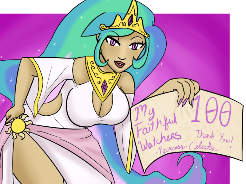 Size: 1024x768 | Tagged: suggestive, artist:stubbornstallion, derpibooru import, princess celestia, breasts, busty princess celestia, cleavage, female, humanized, nail polish, solo, solo female