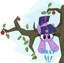 Size: 2340x2293 | Tagged: artist needed, source needed, safe, derpibooru import, twilight sparkle, adorable distress, cute, halp, hopeless, simple background, solo, tree, vector, white background