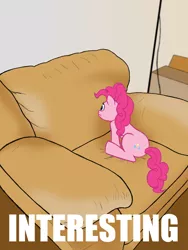 Size: 960x1280 | Tagged: artist:octavia_synch, artist:synch-anon, couch, derpibooru import, image macro, interesting, meme, pinkie pie, safe, sitting, solo