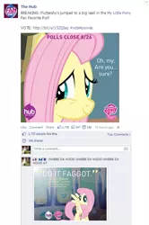 Size: 481x724 | Tagged: angel bunny, derpibooru import, dmx, facebook, fluttershy, safe, the hub, vulgar