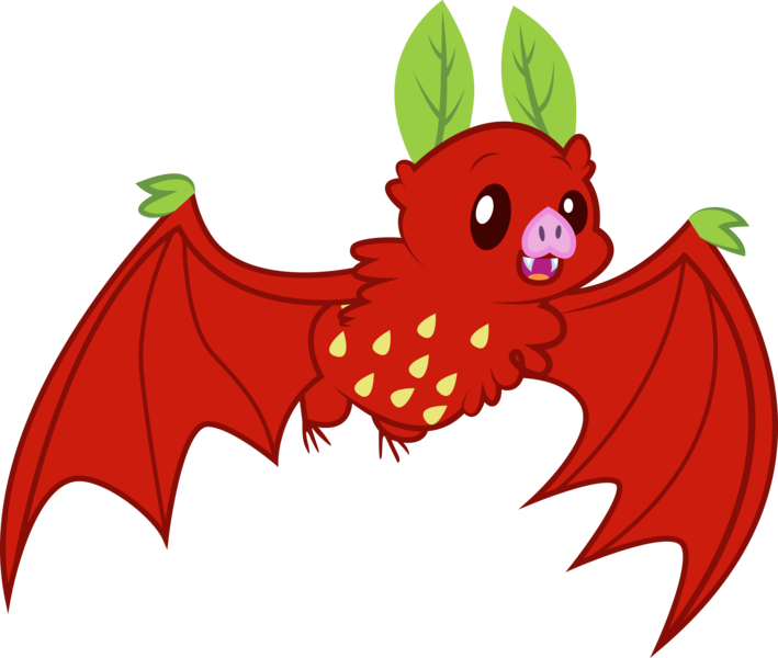 Size: 7533x6377 | Tagged: absurd resolution, apple family reunion, artist:silentmatten, bat, derpibooru import, flying, food, fruit bat, safe, simple background, solo, strawberry, transparent background, vector