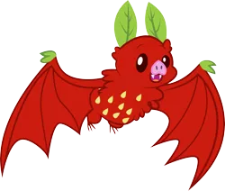 Size: 7533x6377 | Tagged: absurd resolution, apple family reunion, artist:silentmatten, bat, derpibooru import, flying, food, fruit bat, safe, simple background, solo, strawberry, transparent background, vector