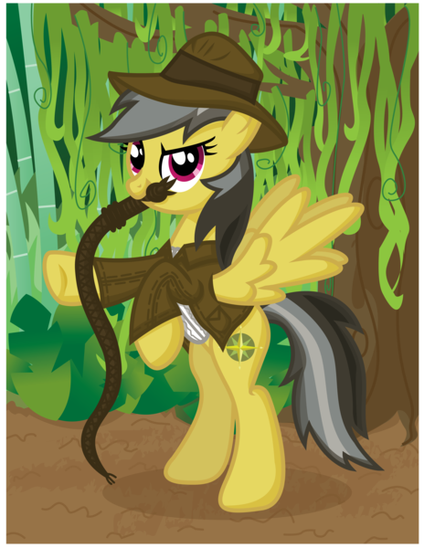 Size: 2563x3313 | Tagged: safe, artist:inkrose98, derpibooru import, daring do, pegasus, pony, bipedal, fedora, hat, indiana jones, jungle, simple background, solo, transparent background, vector, whip