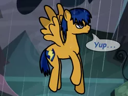 Size: 500x375 | Tagged: artist:flashsentrysartwork, ask, ask flash sentry, backwards cutie mark, derpibooru import, flash sentry, rain, safe, solo, tumblr