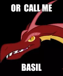 Size: 329x397 | Tagged: basil, derpibooru import, dragon, image macro, meme, safe, solo