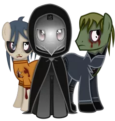 Size: 9500x10000 | Tagged: semi-grimdark, artist:radiationalpha, derpibooru import, oc, ponified, unofficial characters only, pony, zombie, absurd resolution, blood, clothes, crossover, group, looking at you, plague doctor, plague doctor mask, scp, scp-049, simple background, transparent background, vector