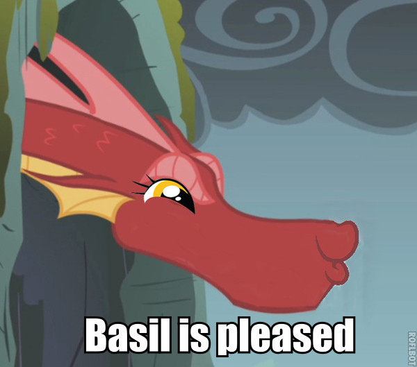 Size: 600x529 | Tagged: safe, derpibooru import, basil, dragon, awesome, dashface, image macro, meme, solo